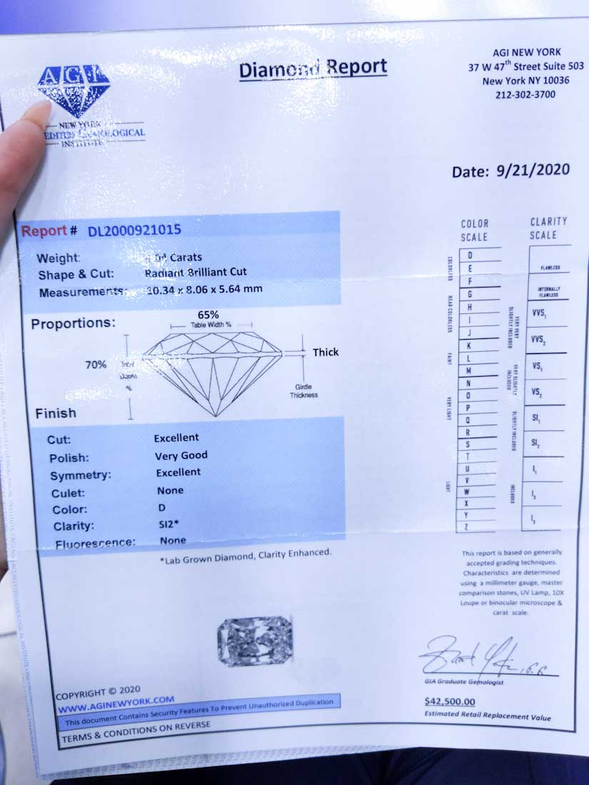 AGI Certified 4.50CT LG CE Diamond Engagement Ring RADER010