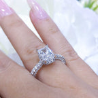 AGI Certified 2.70CT CE Radiant Cut Halo Engagement Ring RADER011