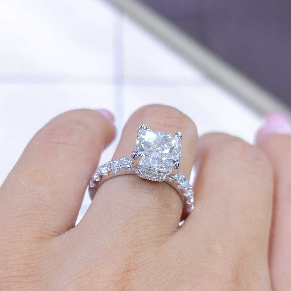 EGL Certified 3.28CT CE Cushion Cut Diamond Engagement Ring CUSHDR0015
