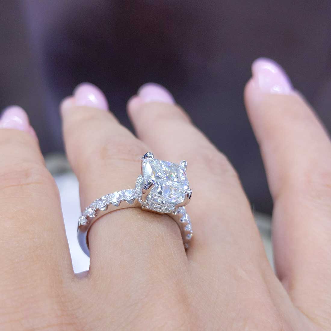 EGL Certified 3.28CT CE Cushion Cut Diamond Engagement Ring CUSHDR0015