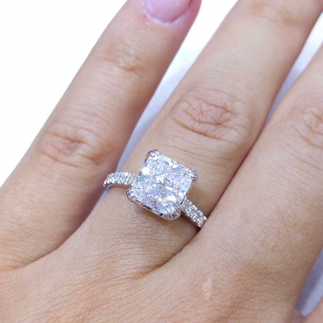 AGI Certified 2.03CT CE Cushion Cut Diamond Engagement Ring CUSHDR0014