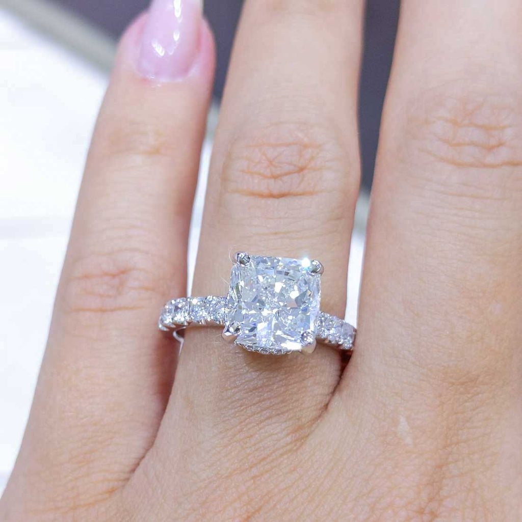 EGL Certified 3.28CT CE Cushion Cut Diamond Engagement Ring CUSHDR0015