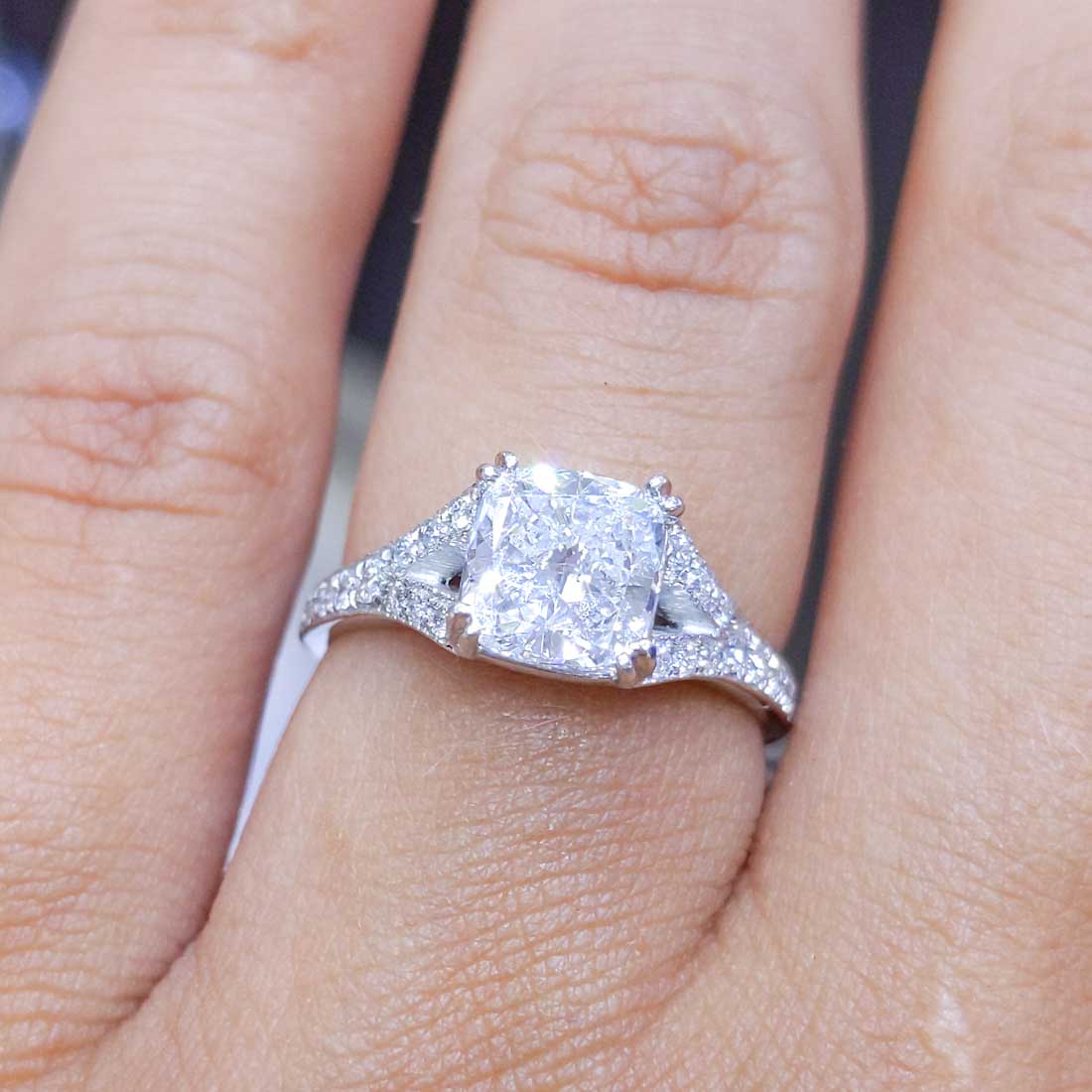 EGL Certified 1.20 CT CE Cushion Cut Diamond Engagement Ring CUSHDR010