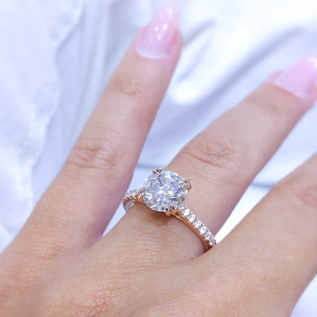 18K Rose Gold 2.46CT CE Round Diamond Engagement Ring RDER060