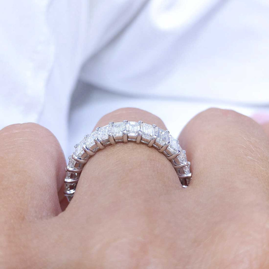 4.18CT Emerald Cut Platinum Eternity Wedding Band BA508EW-1