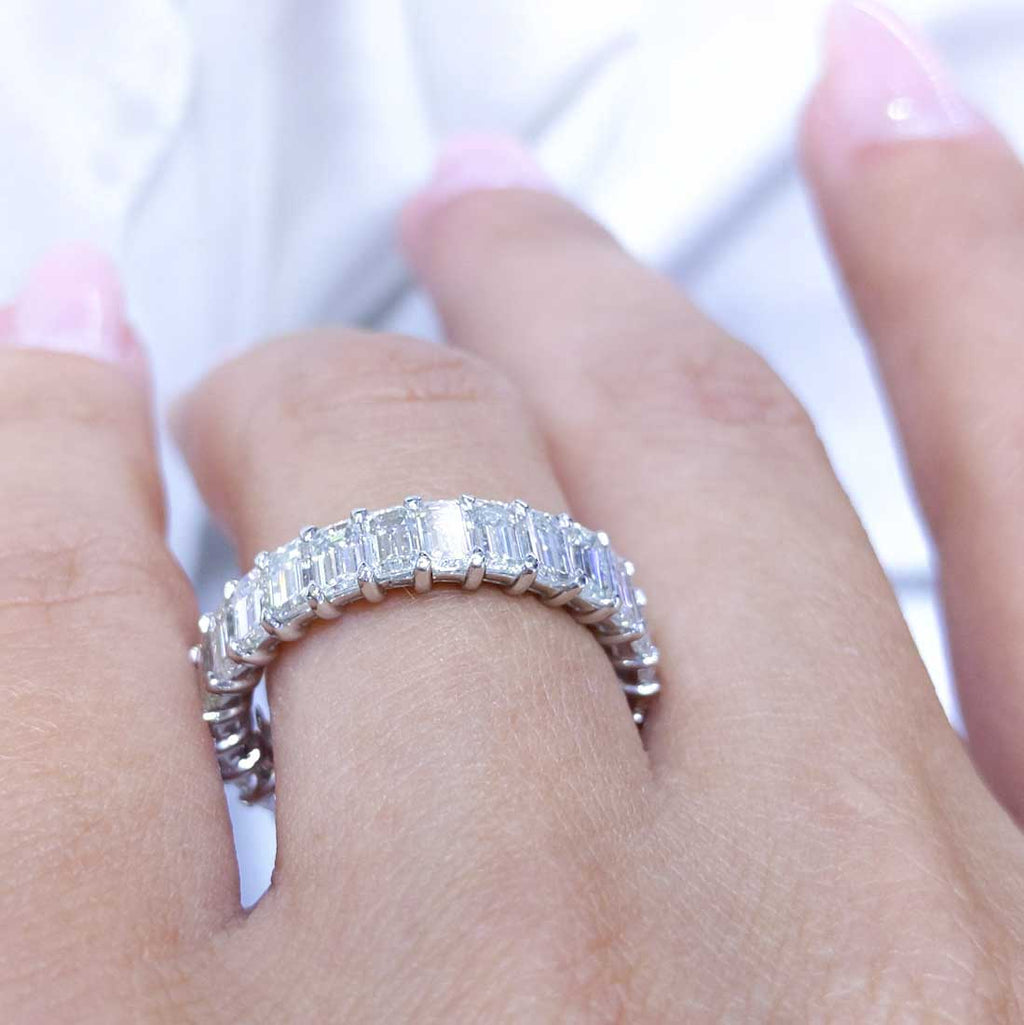 4.18CT Emerald Cut Platinum Eternity Wedding Band BA508EW-1