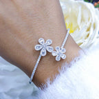 14K White Gold Flower Diamond Bangle – 1.56CT | PJB5062