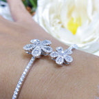 14K White Gold Flower Diamond Bangle – 1.56CT | PJB5062
