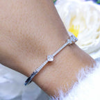 14K White Gold Diamond Bangle with 0.78CT Round Diamonds YKB00063