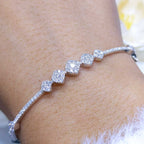 14K White Gold Diamond Bangle with 0.78CT Round Diamonds YKB00063
