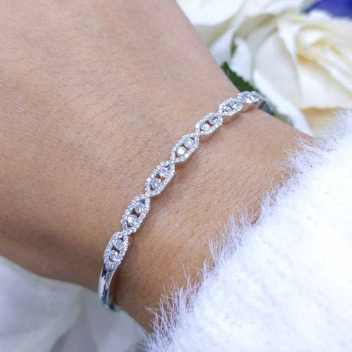 14K White Gold Diamond Bangle with 1.26CT Round Diamonds MSB0012