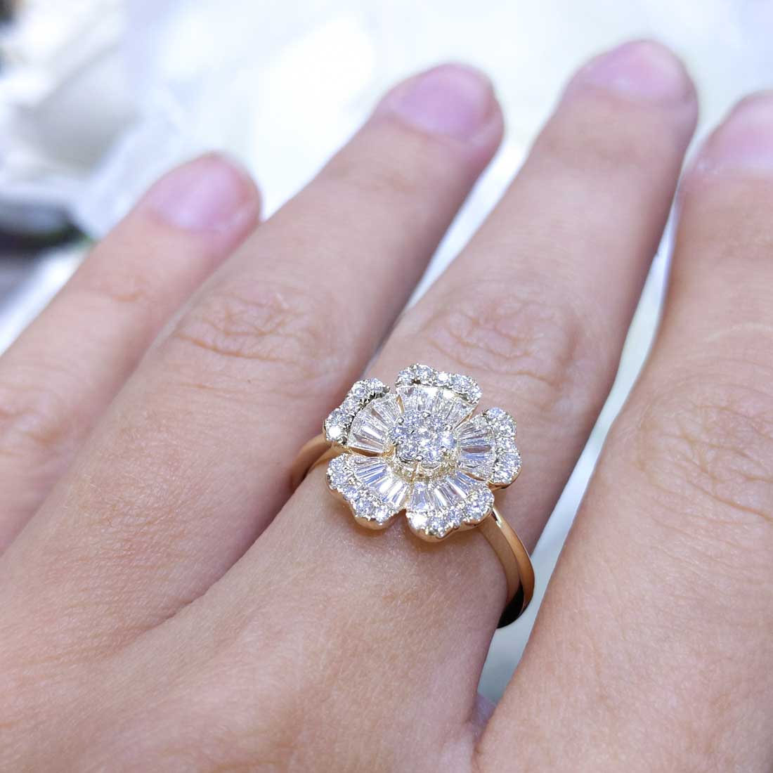 0.69CT Diamonds in 14K Yellow Gold Floral Ring PJR58537A