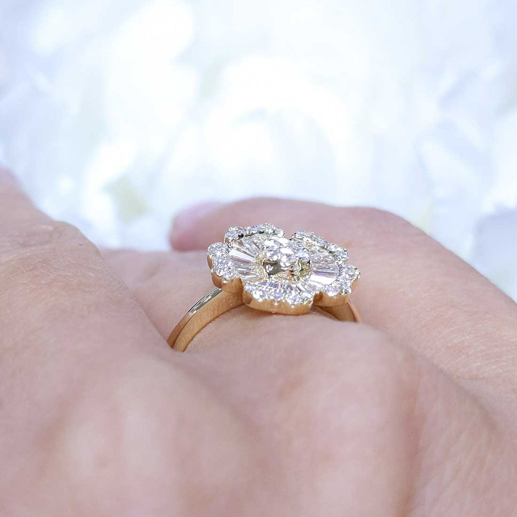 0.69CT Diamonds in 14K Yellow Gold Floral Ring PJR58537A