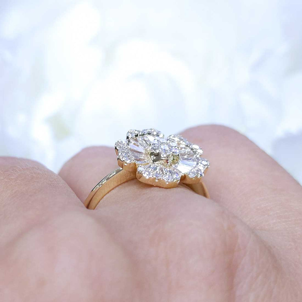 0.69CT Diamonds in 14K Yellow Gold Floral Ring PJR58537A
