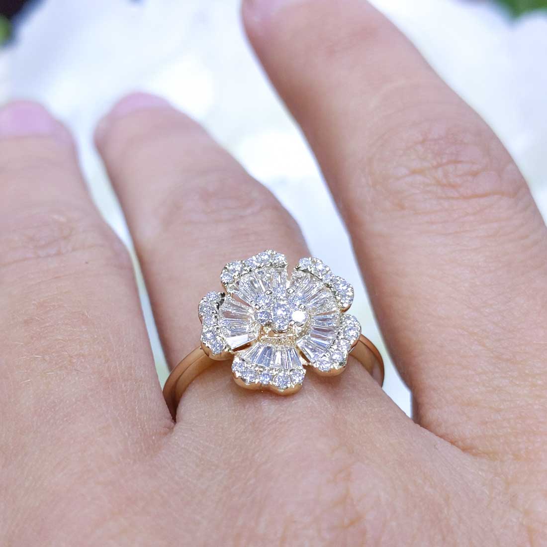 0.69CT Diamonds in 14K Yellow Gold Floral Ring PJR58537A