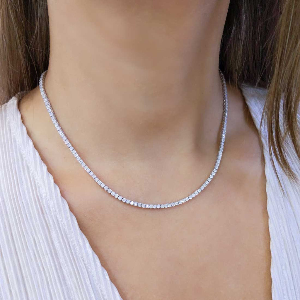 6.44ct Tennis Diamond Necklace in 14K White Gold PJN5202A