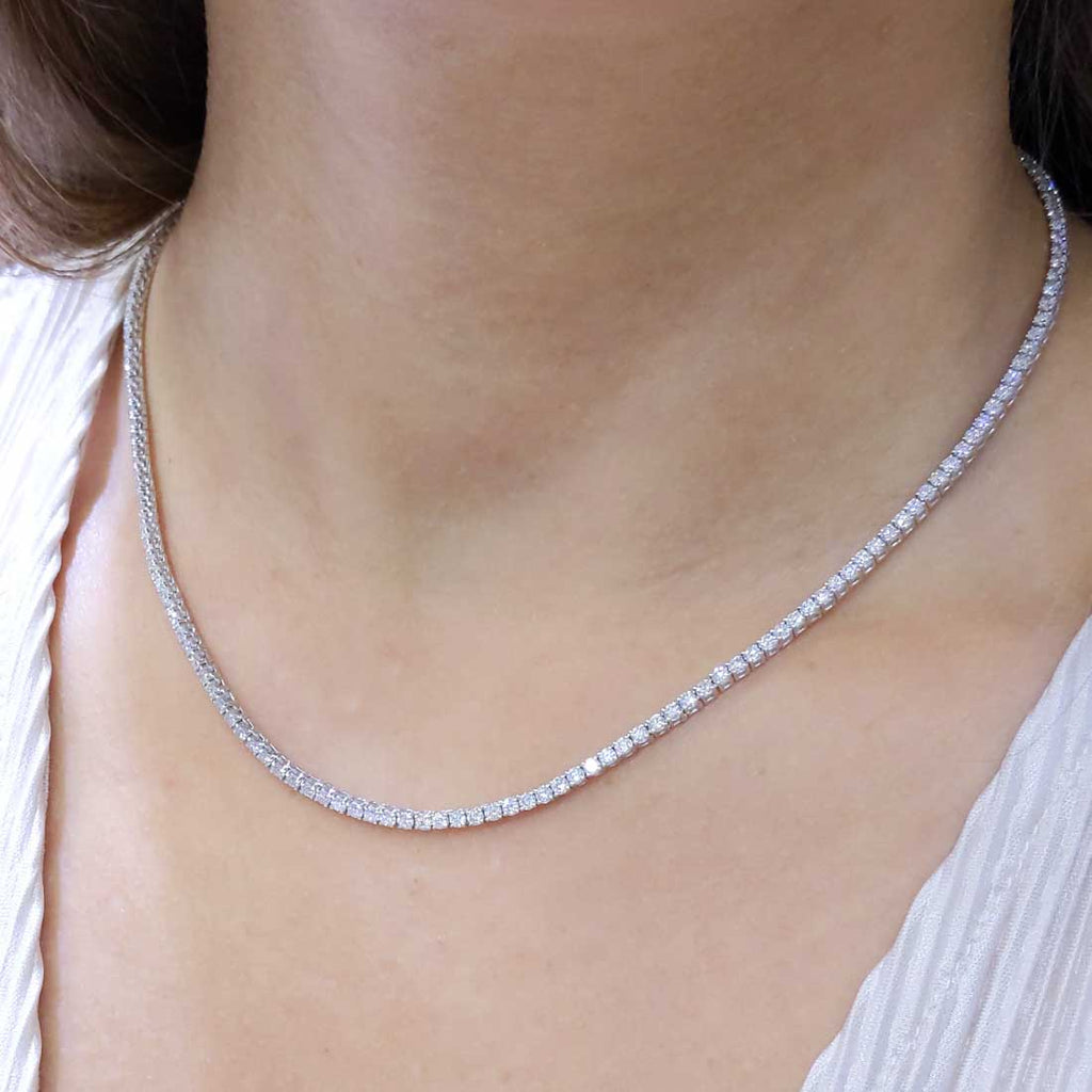 6.44ct Tennis Diamond Necklace in 14K White Gold PJN5202A