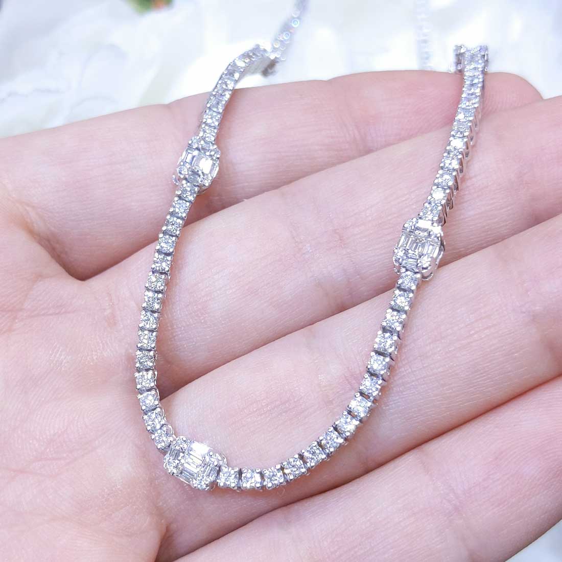 2.64ct Baguette and Round Cut Diamond Necklace in 14K White Gold PJN4893WG