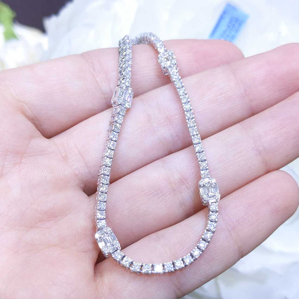 2.64ct Baguette and Round Cut Diamond Necklace in 14K White Gold PJN4893WG