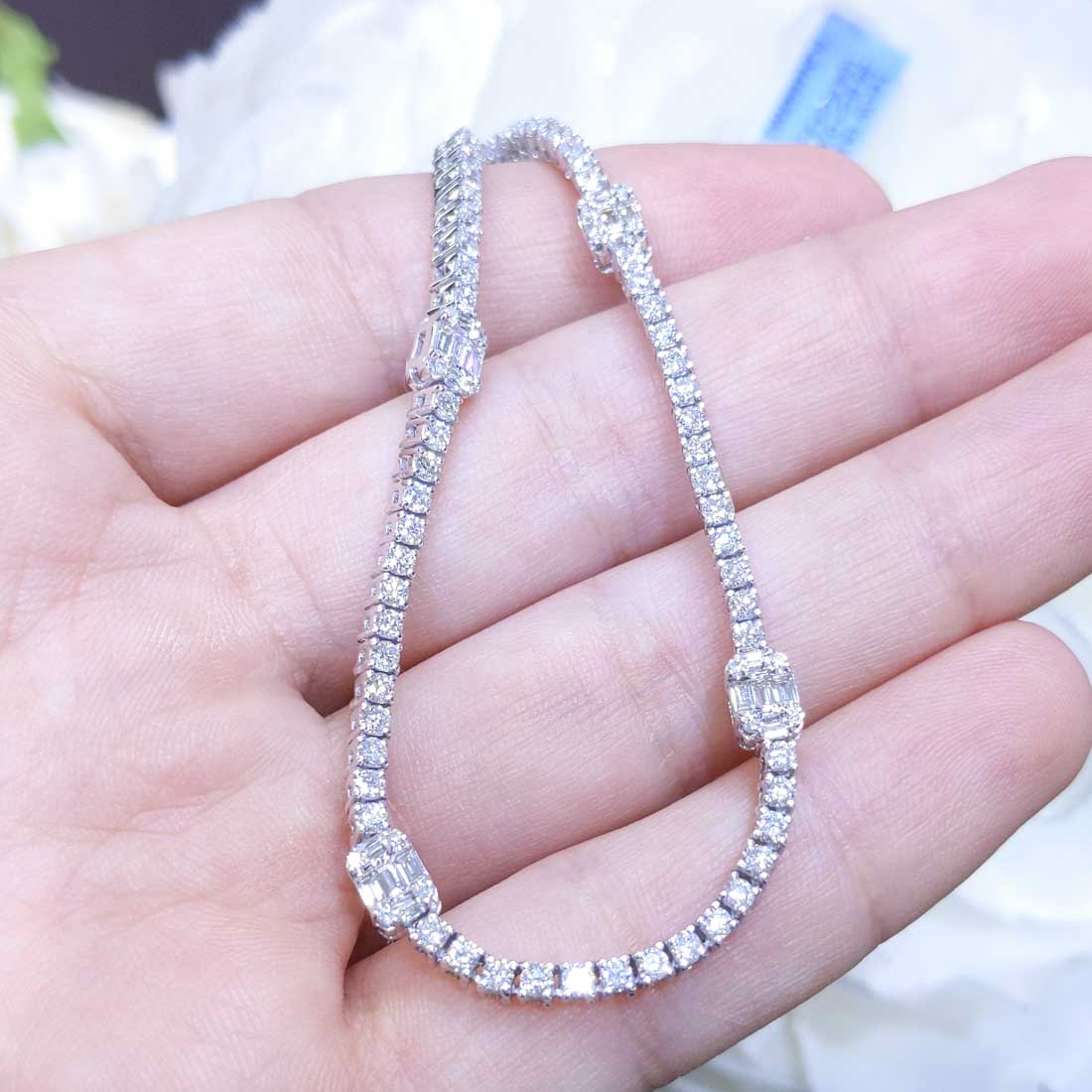 2.64ct Baguette and Round Cut Diamond Necklace in 14K White Gold PJN4893WG