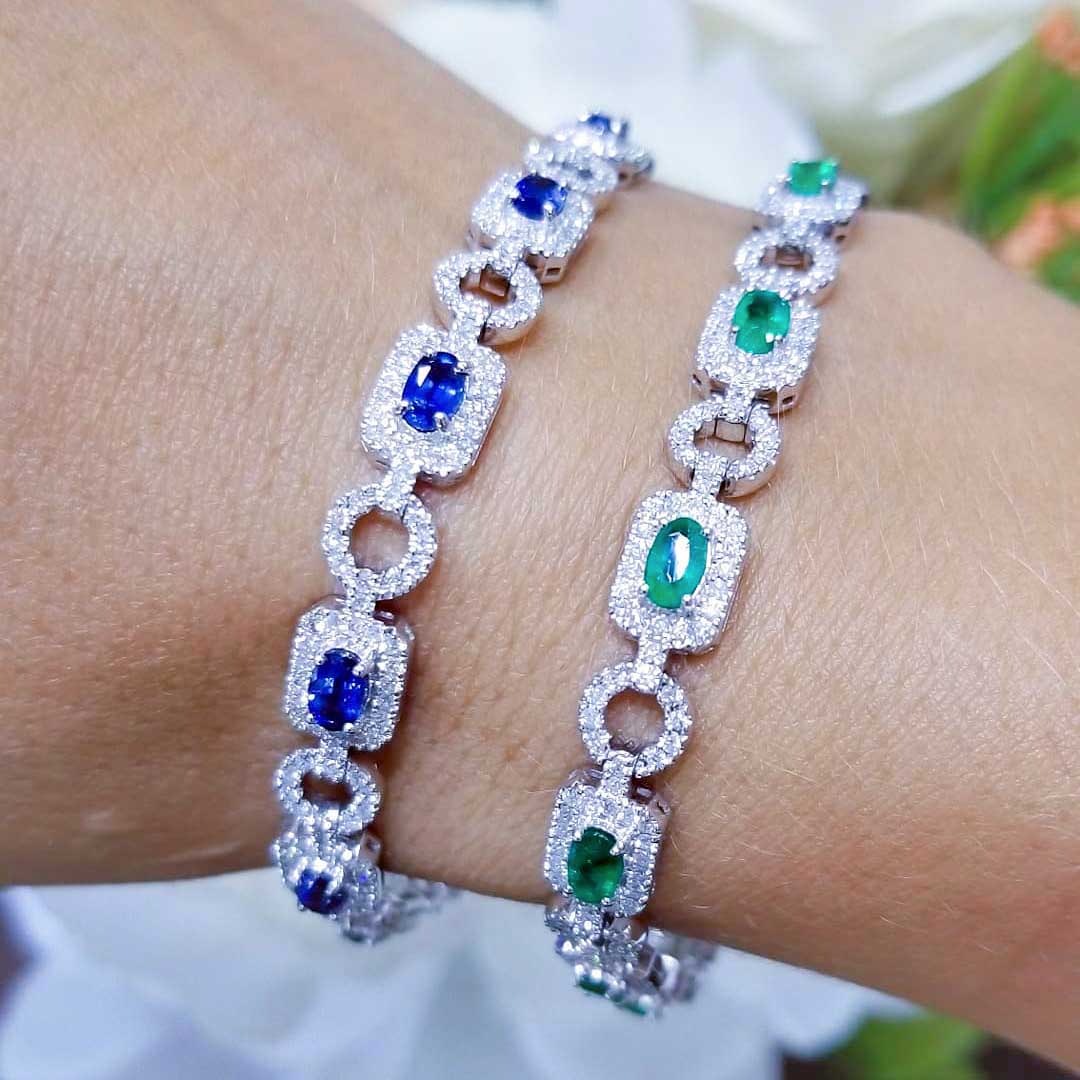 18K White Gold Emerald & Diamond Bracelet – 4.10CT | EMDB03