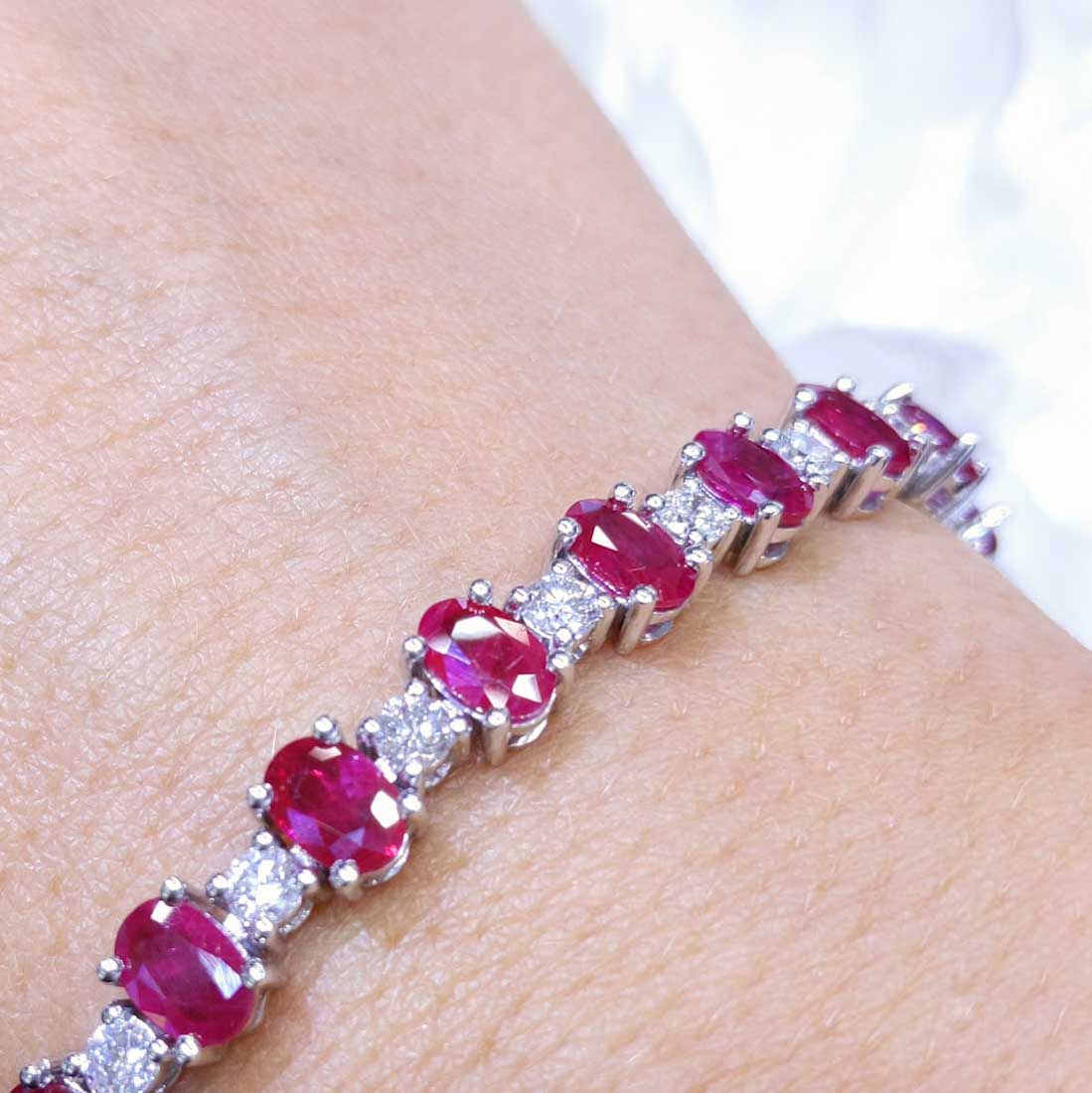 18K White Gold Ruby and Diamond Bracelet with 12.70CT Rubies and 2.50CT Diamonds FB18534R