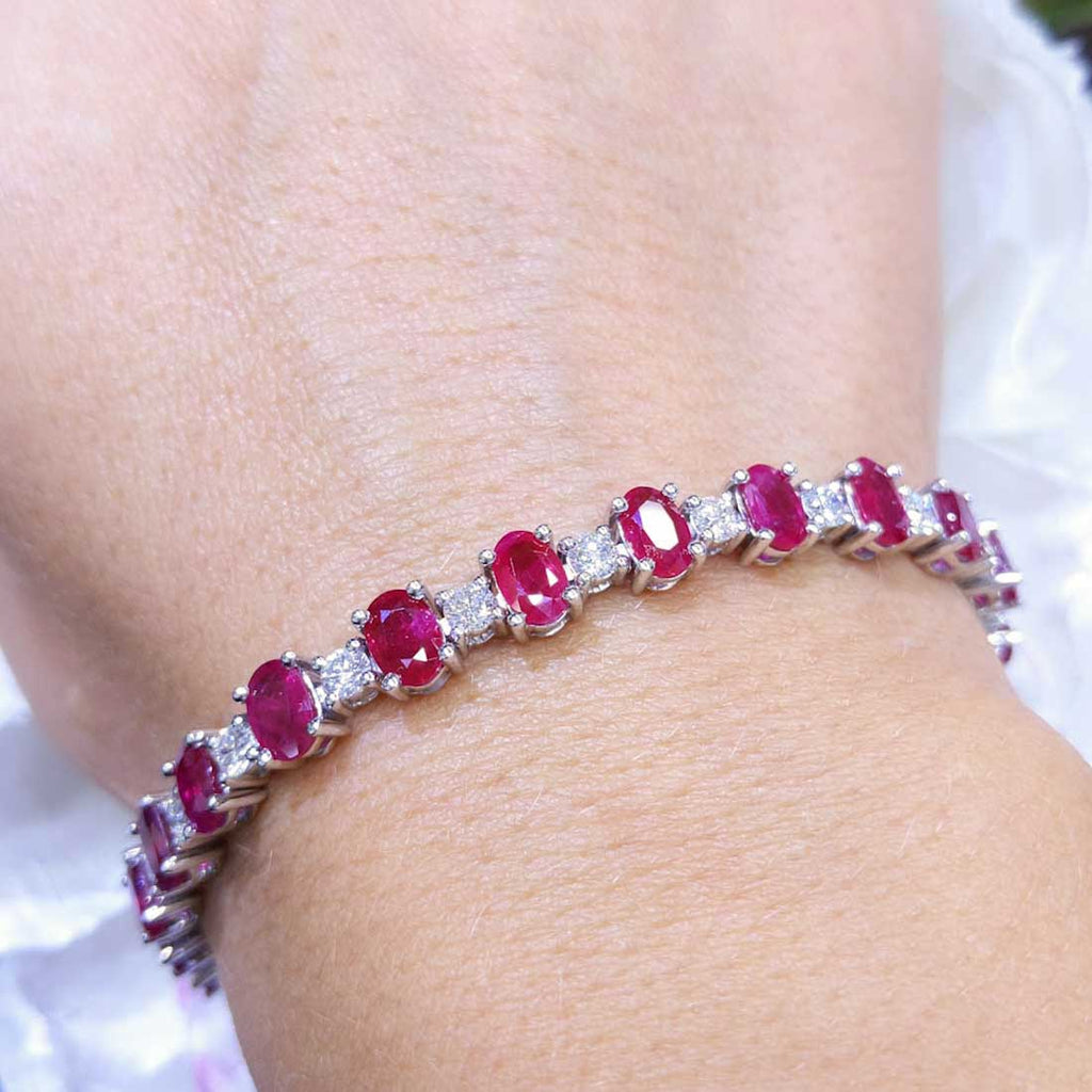18K White Gold Ruby and Diamond Bracelet with 12.70CT Rubies and 2.50CT Diamonds FB18534R