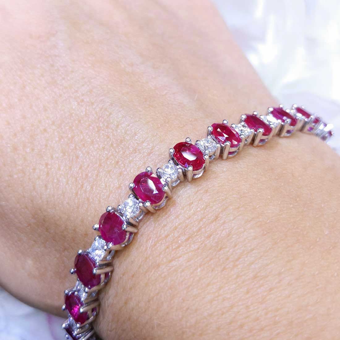 18K White Gold Ruby and Diamond Bracelet with 12.70CT Rubies and 2.50CT Diamonds FB18534R