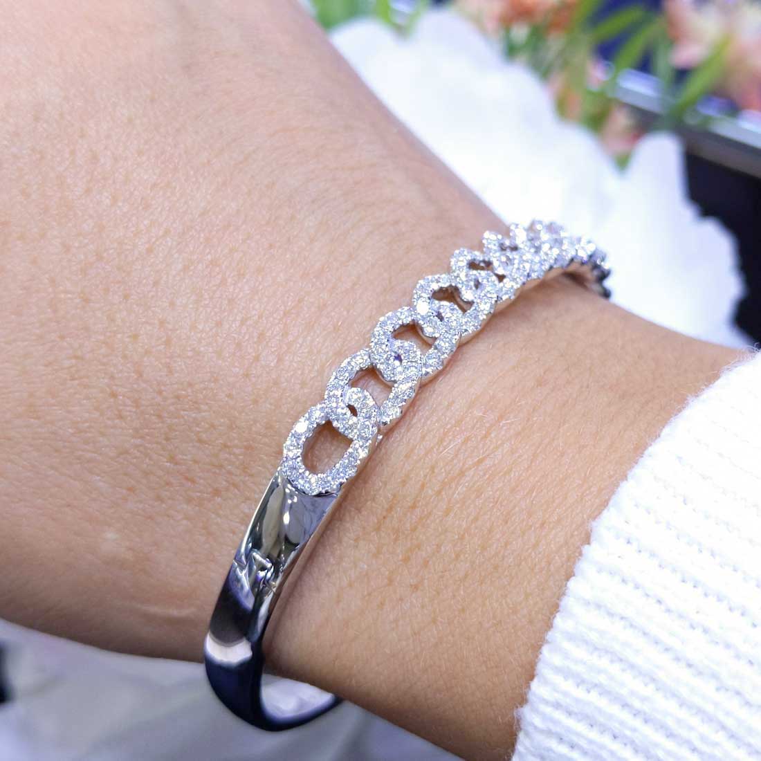 2.16CT Diamond Bangle in 14K White Gold PJB4134A