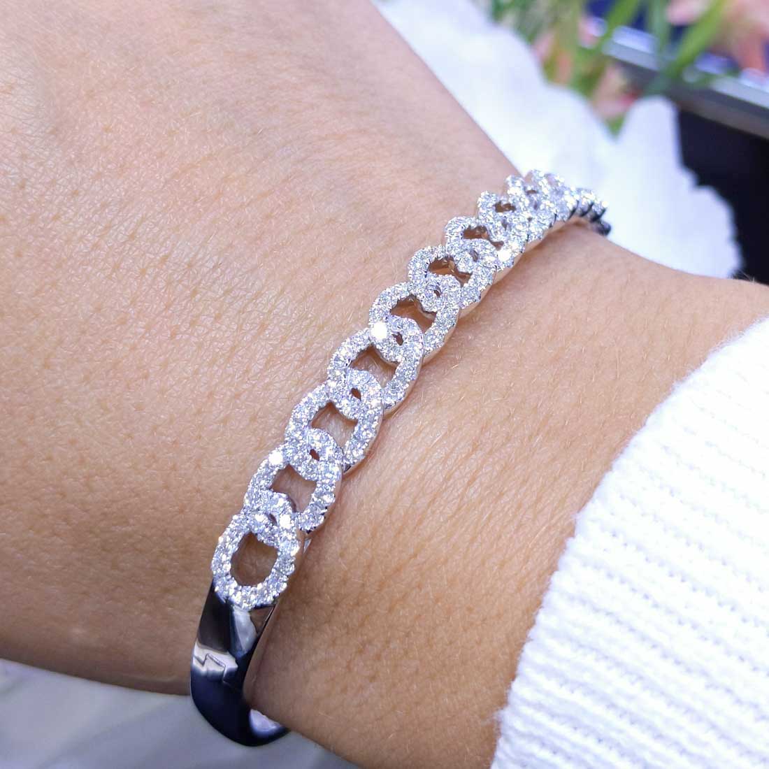 2.16CT Diamond Bangle in 14K White Gold PJB4134A