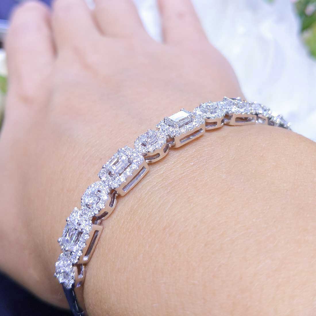 2.97CT Baguette and Round Diamond Bangle in 14K White Gold PJB4927WG