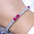 18K White Gold Ruby and Diamond Tennis Bracelet with 12.00CT Gemstones