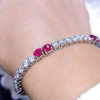 18K White Gold Ruby and Diamond Tennis Bracelet with 12.00CT Gemstones