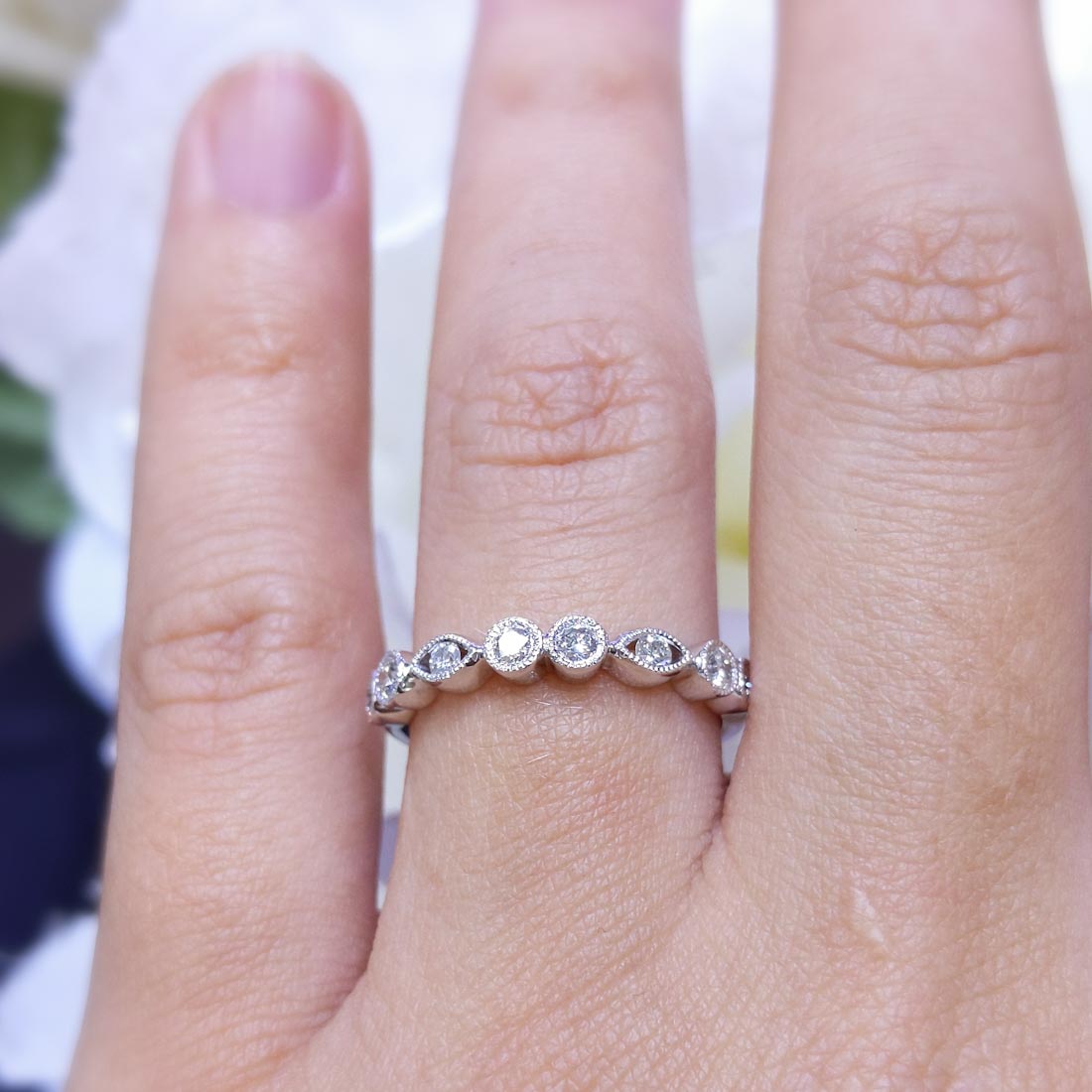 14K White Gold Round Diamond Wedding Band – 0.32CT | YKR01499WG