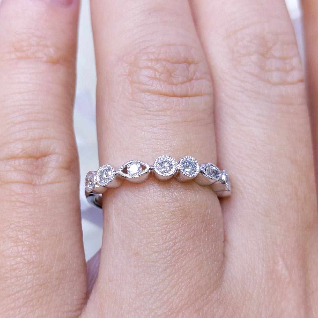 14K White Gold Round Diamond Wedding Band – 0.32CT | YKR01499WG