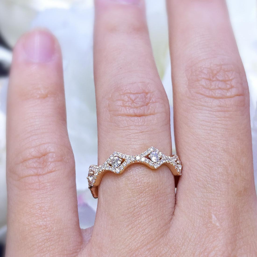 18K Rose Gold Round Diamond Eternity Stackable Ring – 1.00CT | WB413