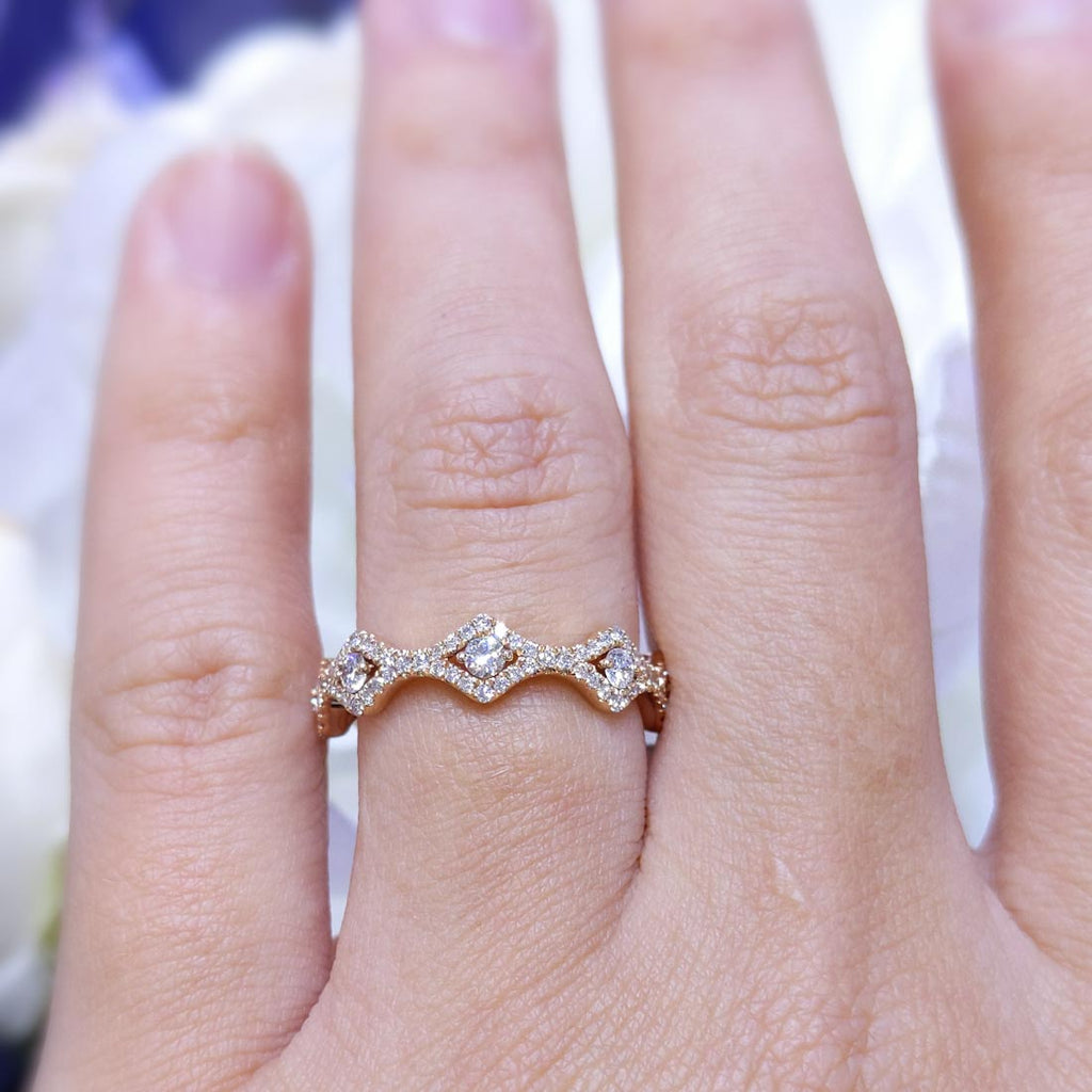 18K Rose Gold Round Diamond Eternity Stackable Ring – 1.00CT | WB413
