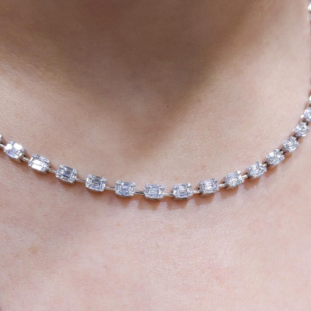 2.82ct Baguette and Round Cut Diamond Necklace NE0110WG