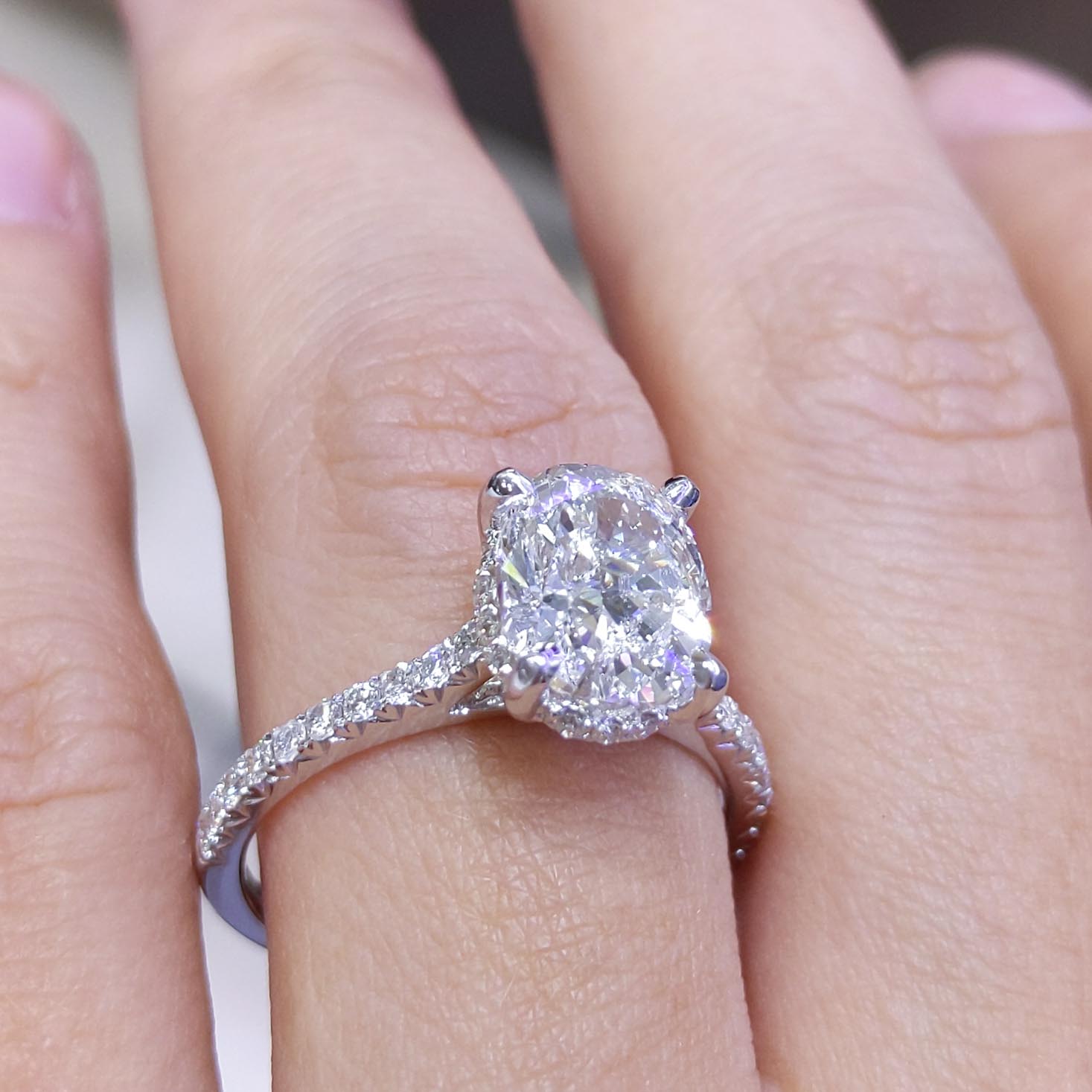 2.37CT Oval Diamond Halo Engagement Ring | OVER010