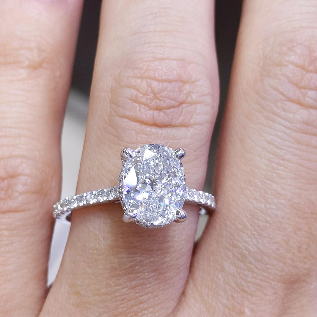 2.37CT Oval Diamond Halo Engagement Ring | OVER010