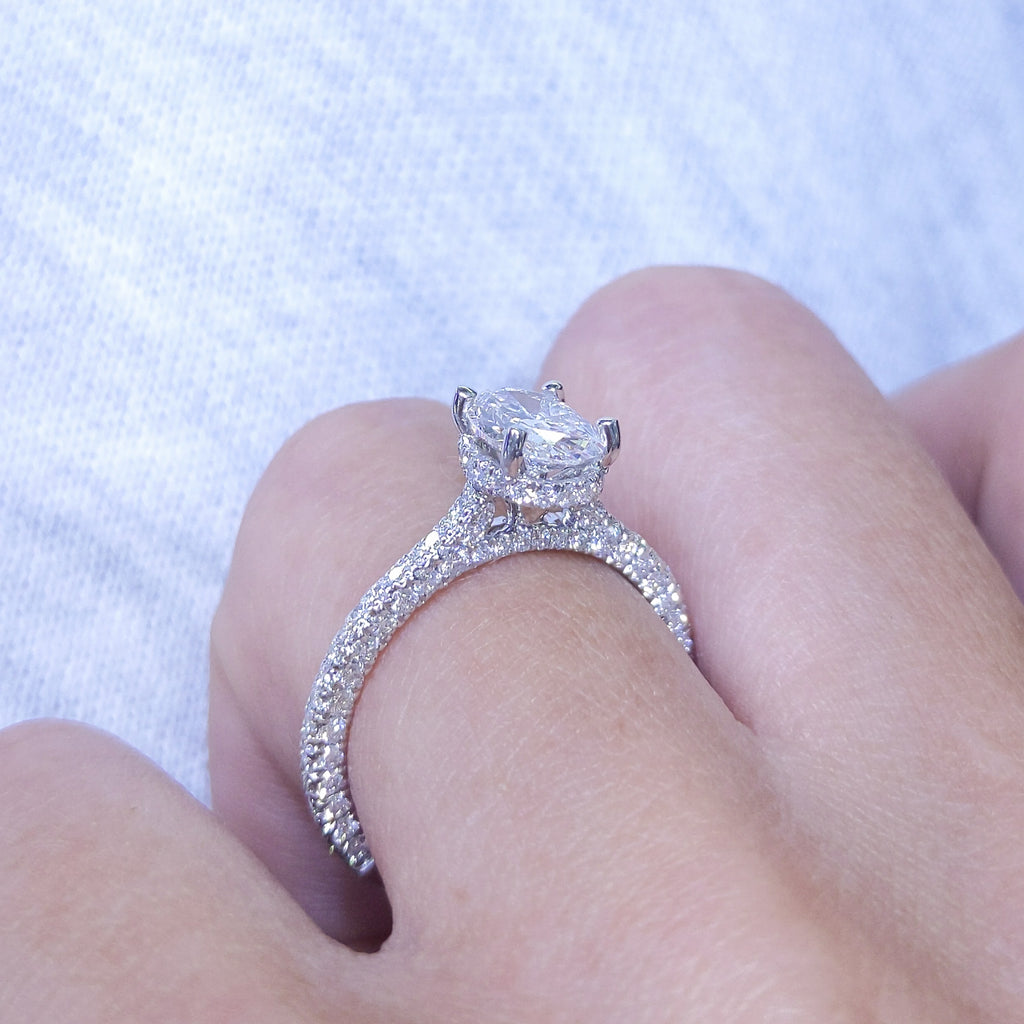 Certified 1.82CT G-VS2 CE Oval Diamond Hidden Halo Engagement Ring