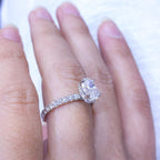 Certified 14K White Gold Oval Diamond Hidden Halo Engagement Ring – 1.48CT G/VS2