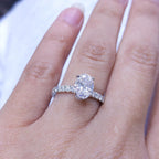 Certified 14K White Gold Oval Diamond Hidden Halo Engagement Ring – 1.48CT G/VS2
