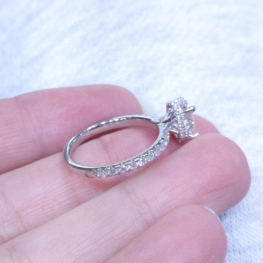 Certified 14K White Gold Oval Diamond Hidden Halo Engagement Ring – 1.48CT G/VS2