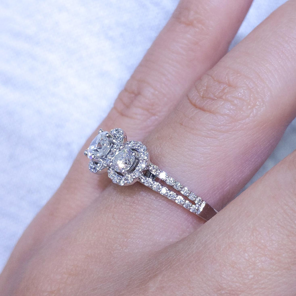 14K White Gold Diamond Halo Engagement Ring – 1.52CT G/H SI2 | RDER106