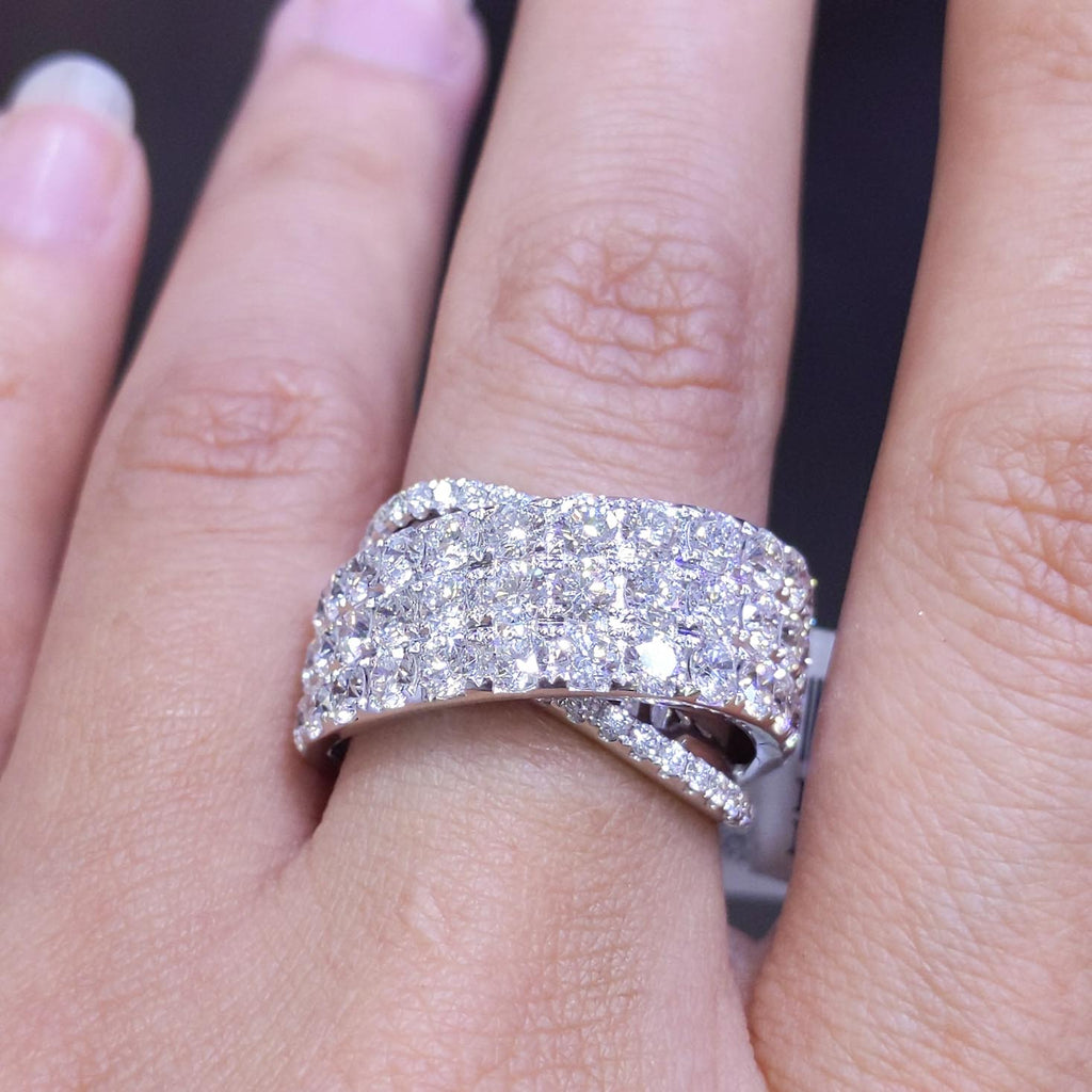 18K White Gold Diamond Statement Ring – 3.85CT E-F/VS1-VS2 | DR025
