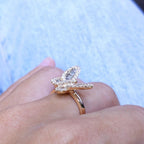 18K Rose Gold Round & Baguette Diamond Statement Ring – 1.33CT F/G VS | DR142