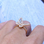 18K Rose Gold Round & Baguette Diamond Statement Ring – 1.33CT F/G VS | DR142