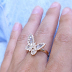 18K Rose Gold Round & Baguette Diamond Statement Ring – 1.33CT F/G VS | DR142