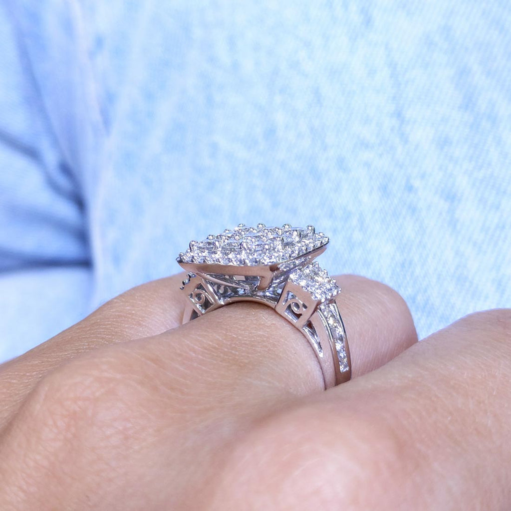 10K White Gold Diamond Statement Ring – 2.15CT F-G/SI | DR143